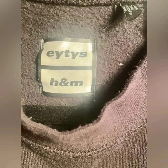 EXYTS HM black crew neck casual relaxed fit cotton long sleeve sweatshirt S - Picture 4 of 5